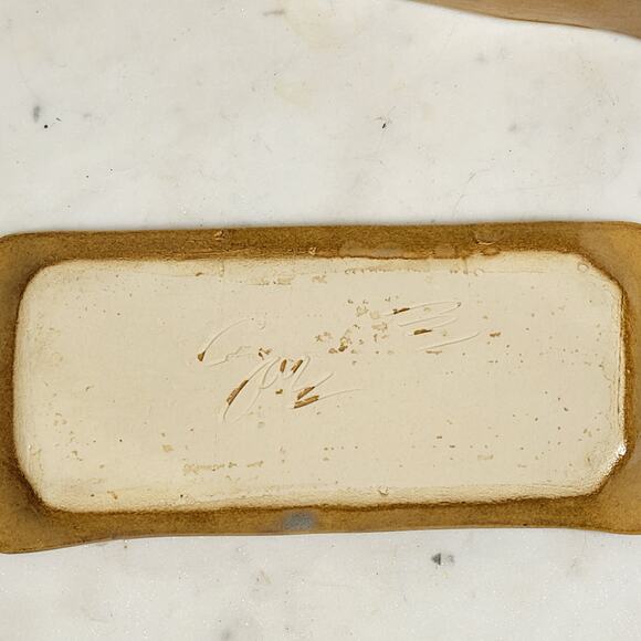 Handmade Pottery Butter Dish with Lid Leaf Handle Studio Stoneware Brown Glaze - Picture 12 of 16